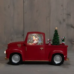 Anna's Collection automatische sneeuwbol pickup rood met verlichting 15,5 x 22 x 32 cm