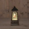 Anna's Collection automatische sneeuwbol lantaarn kerstman bruin met verlichting 13 x 13 x 25,5 cm