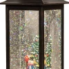 Anna's Collection automatische sneeuwbol lantaarn sneeuwpop zwart met verlichting 15 x 15 x 29 cm