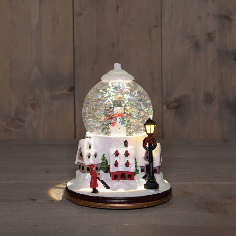 Anna's Collection automatische sneeuwbol dorp sneeuwpop met verlichting D 18,5 H 24,5 cm