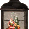 Anna's Collection automatische sneeuwbol lantaarn kerstman zwart met verlichting 11 x 15,5 x 27 cm
