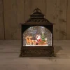 Anna's Collection automatische sneeuwbol lantaarn kerstman bruin met verlichting 22 x 8 x 29 cm