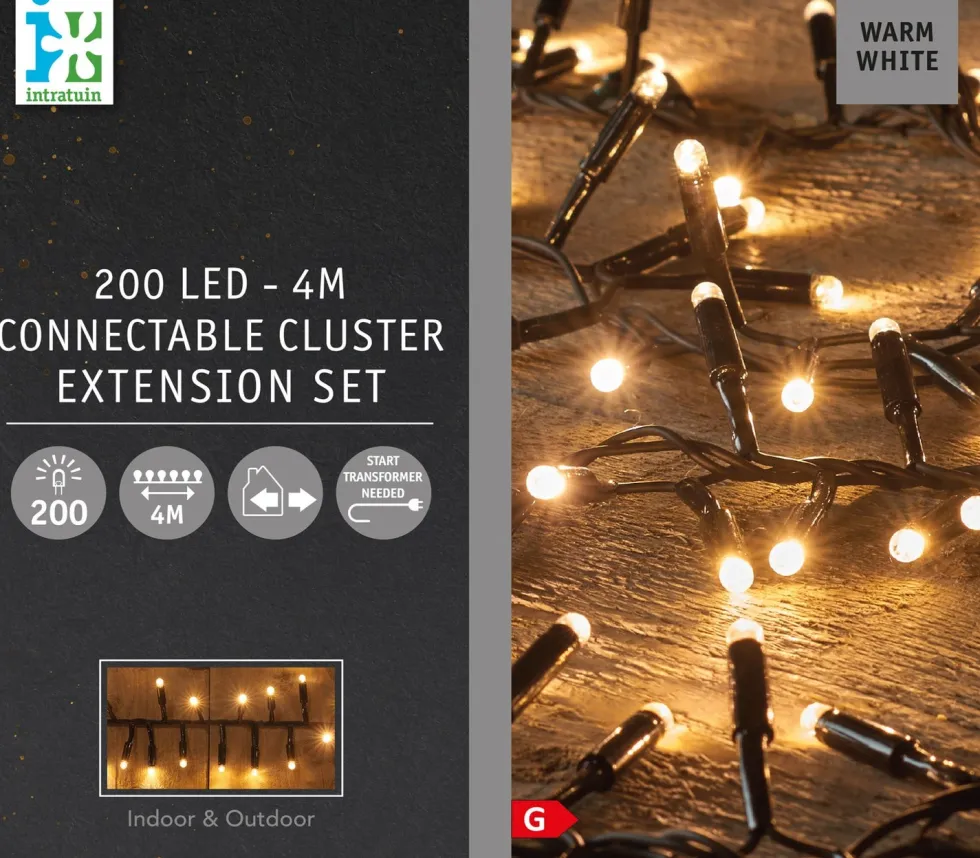 Anna's Collection clusterverlichting connect de luxe met 200 lampjes warm white 4 m