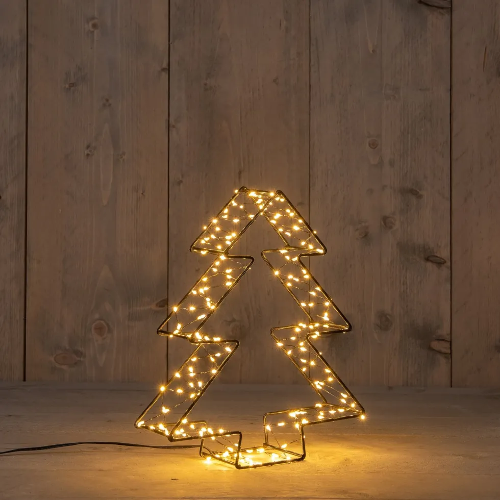 Anna's Collection decoratieboom 3D zwart met verlichting26 x 26 x 6 cm