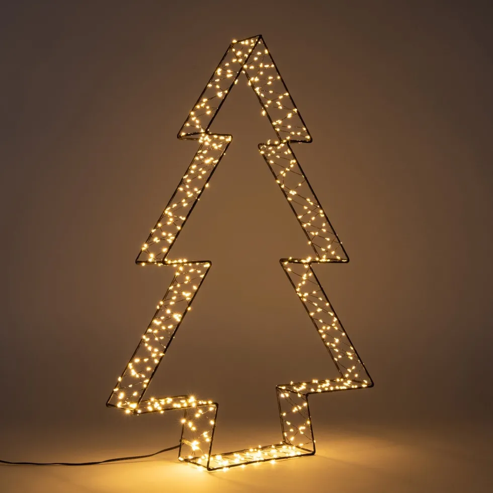 Anna's Collection decoratieboom 3D zwart met verlichting 56 x 56 x 7 cm