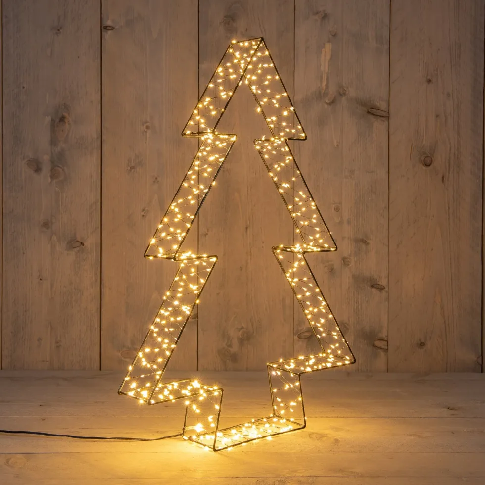 Anna's Collection decoratieboom 3D zwart met verlichting 56 x 56 x 7 cm