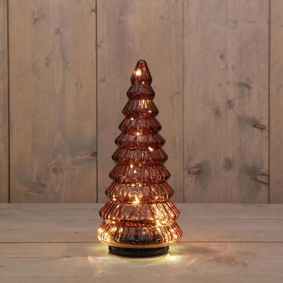 Anna's Collection decoratieboom bordeaux met verlichting D 13,2 H 30 cm