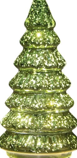 Anna's Collection decoratieboom donkergroen met verlichting D 9,5 H 18,5 cm