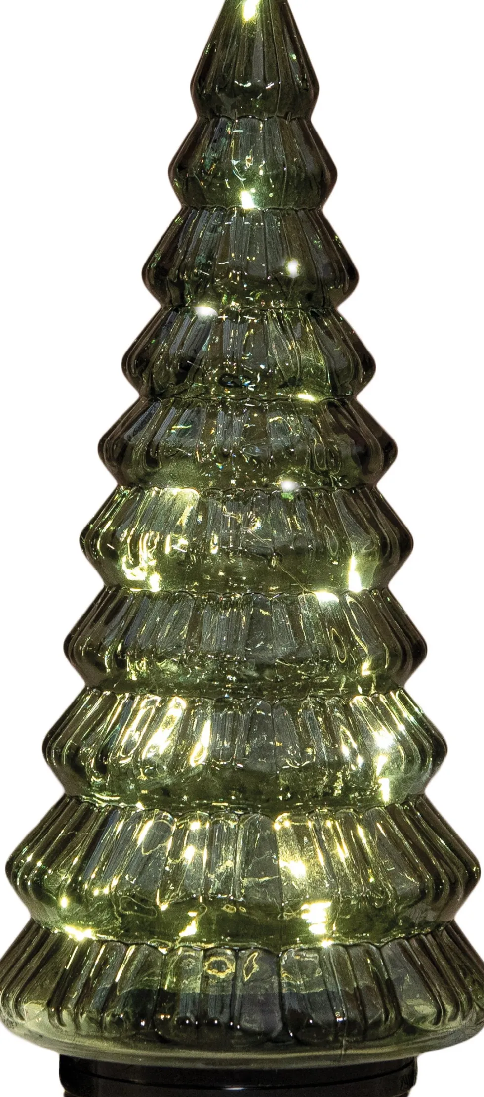 Anna's Collection decoratieboom donkergroen met verlichting D 13,2 H 30 cm