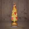 Anna's Collection decoratieboom strik goud / rood met verlichting D 9 H 34 cm
