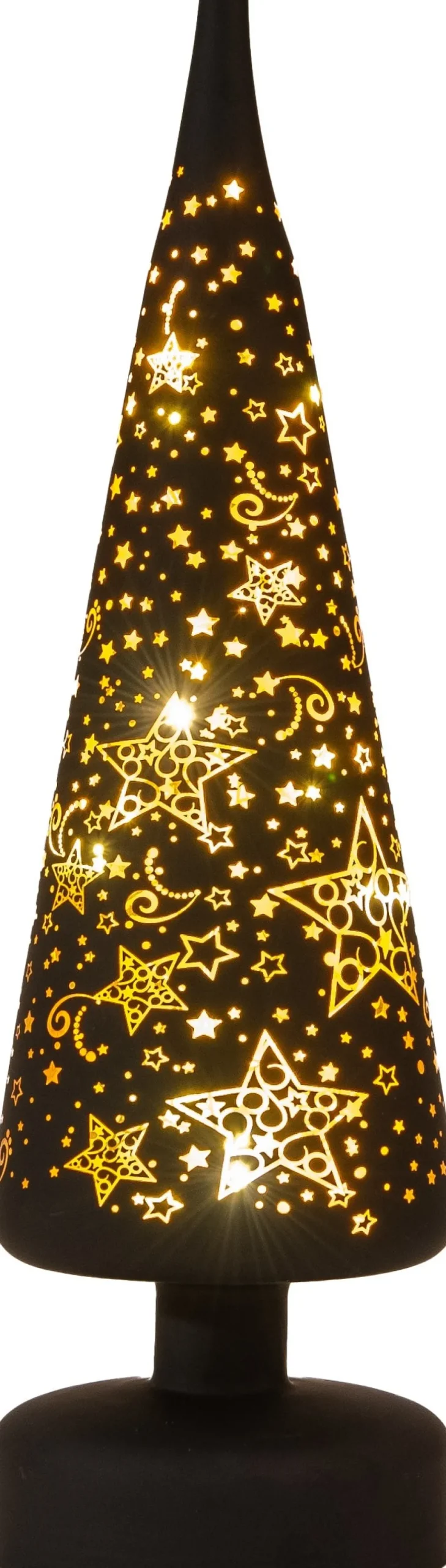 Anna's Collection decoratieboom Stars zwart met verlichting D 10 H 30 cm