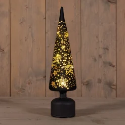 Anna's Collection decoratieboom Stars zwart met verlichting D 13 H 39 cm