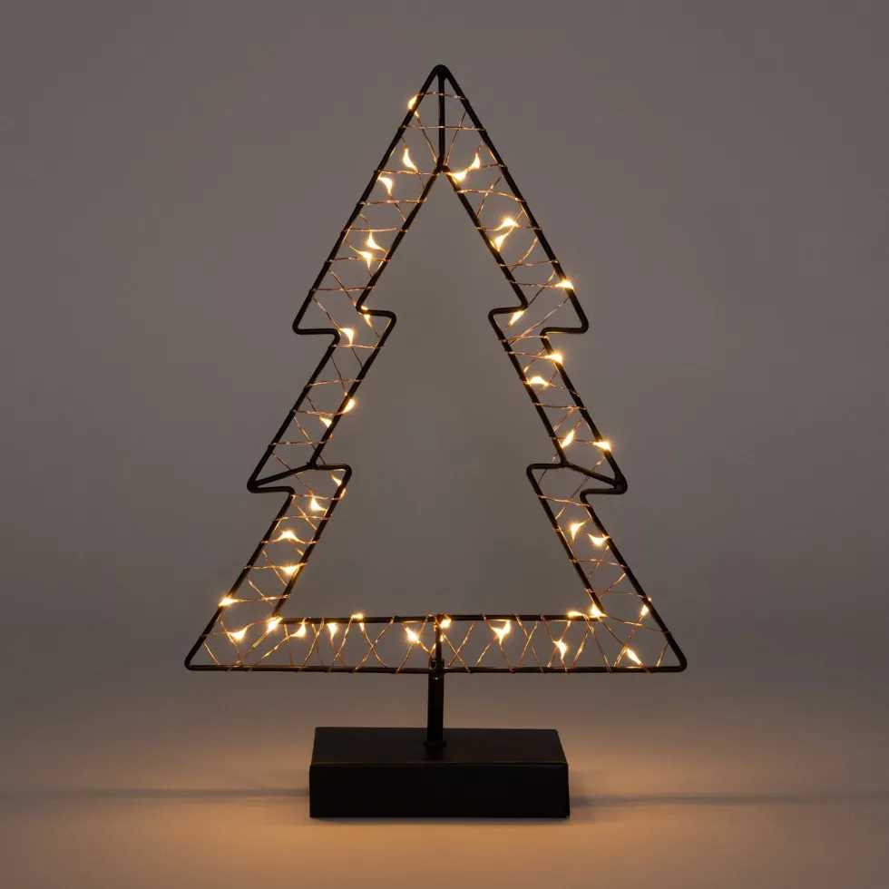 Anna's Collection decoratieboom zwart met verlichting 24 x 35,5 cm