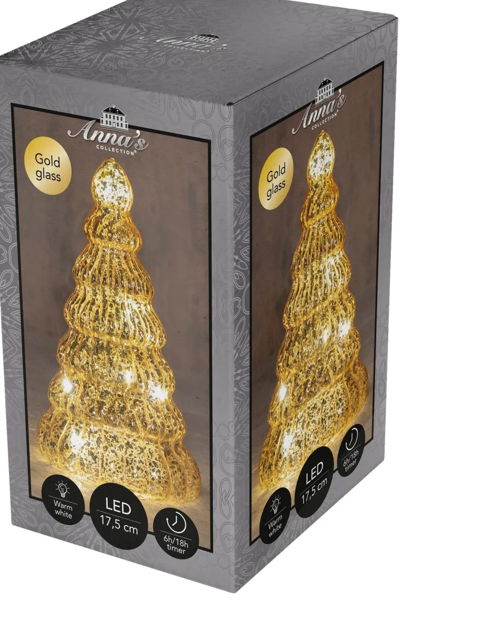 Anna's Collection decoratieboom Daron goud met verlichting D 10,5 H 17,5 cm