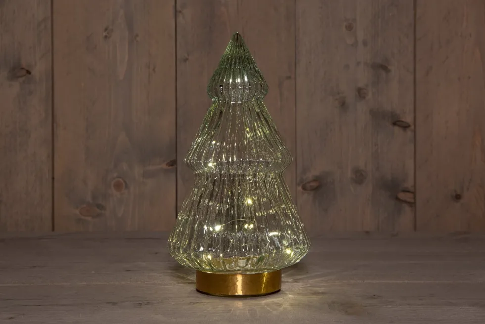 Anna's Collection decoratieboom Timbor transparant met verlichting 15 x 15 x 28,5 cm