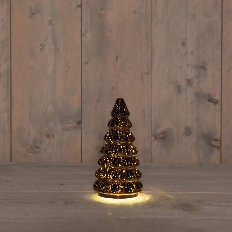 Anna's Collection decoratieboom brons met verlichting D 9,5 H 18,5 cm