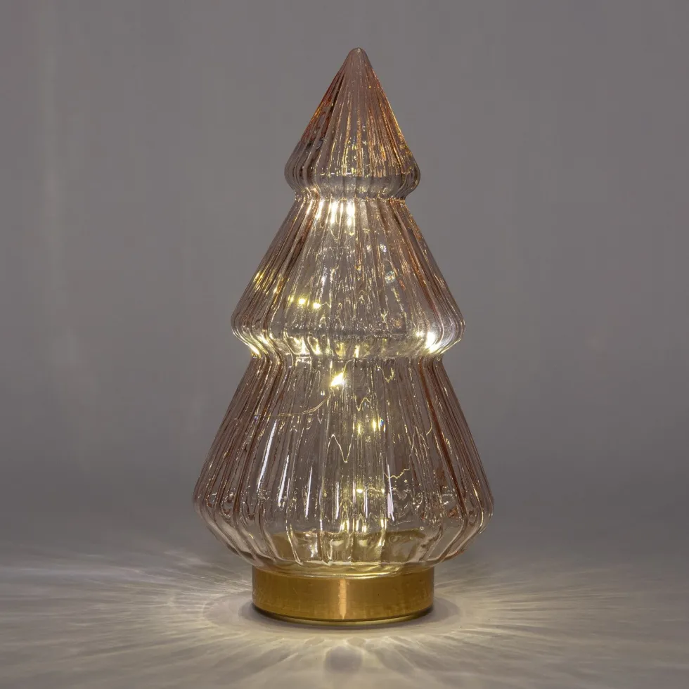 Anna's Collection decoratieboom Timbor roze met verlichting 15 x 15 x 28,5 cm