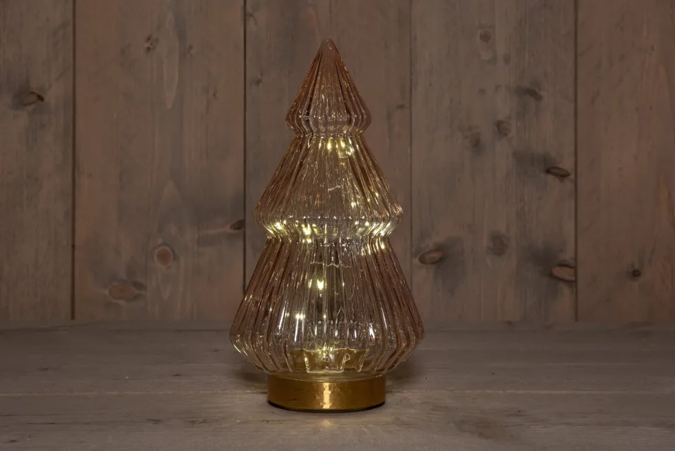 Anna's Collection decoratieboom Timbor roze met verlichting 15 x 15 x 28,5 cm