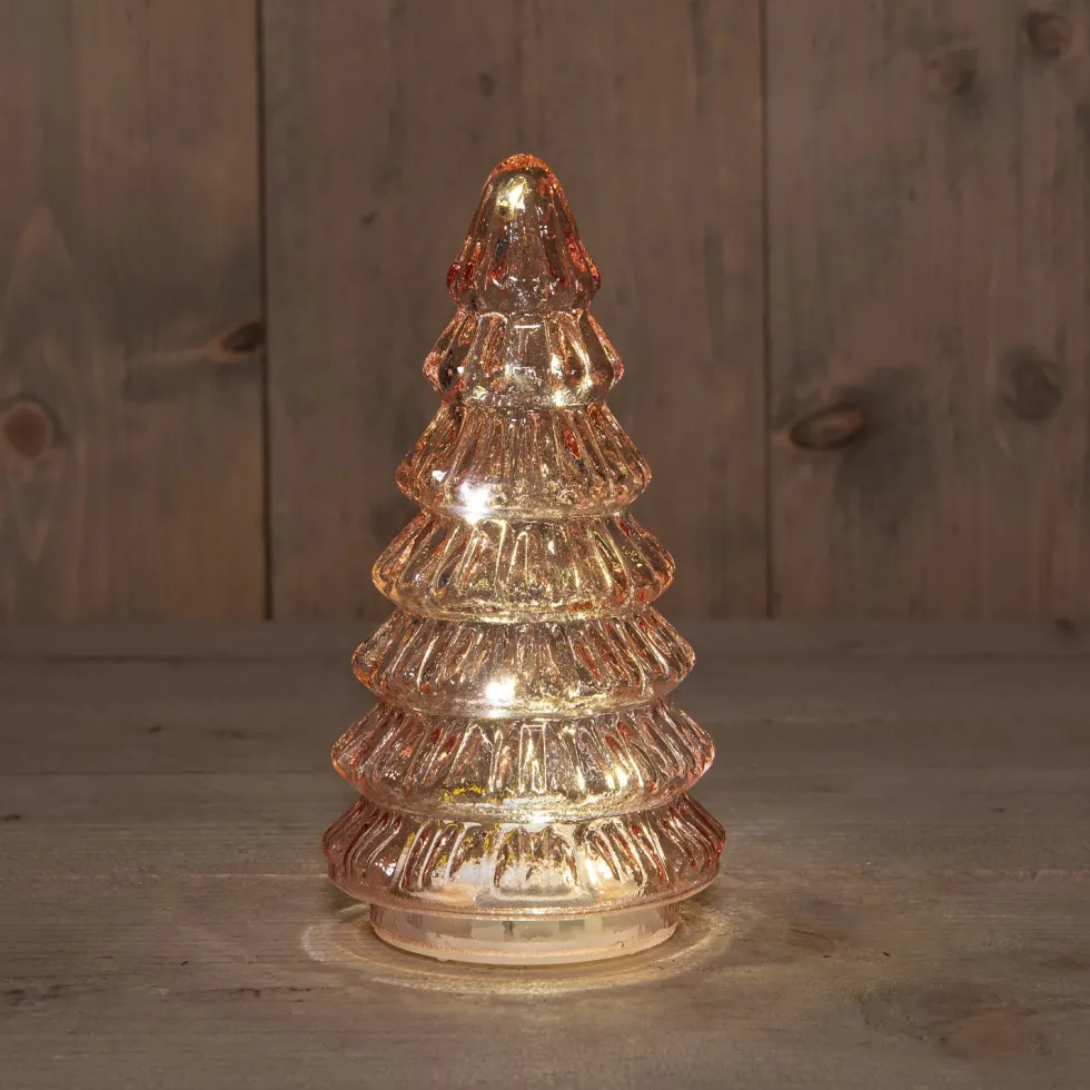 Anna's Collection decoratieboom Daron roze met verlichting D 9,5 H 18,5 cm
