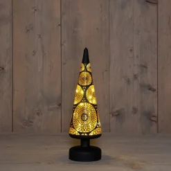 Anna's Collection decoratieboom Marra zwart met verlichting D 10 H 30 cm