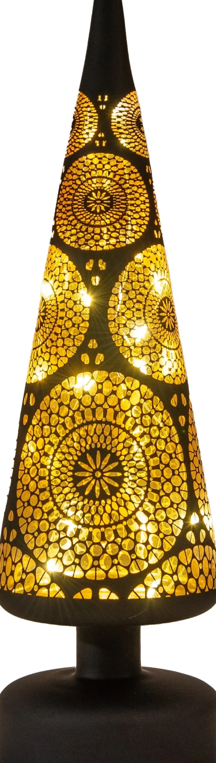 Anna's Collection decoratieboom Marra zwart met verlichting D 10 H 30 cm
