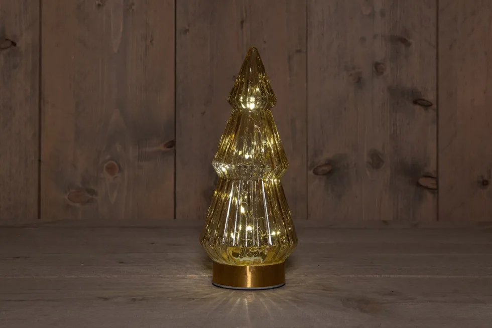 Anna's Collection decoratieboom Timbor oranje met verlichting 10 x 10 x 23,5 cm