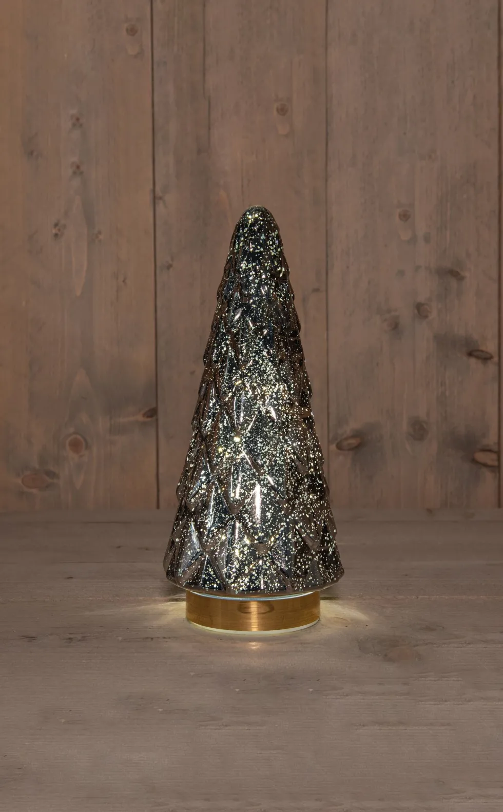 Anna's Collection decoratieboom Daron antraciet met verlichting D 13 H 29 cm