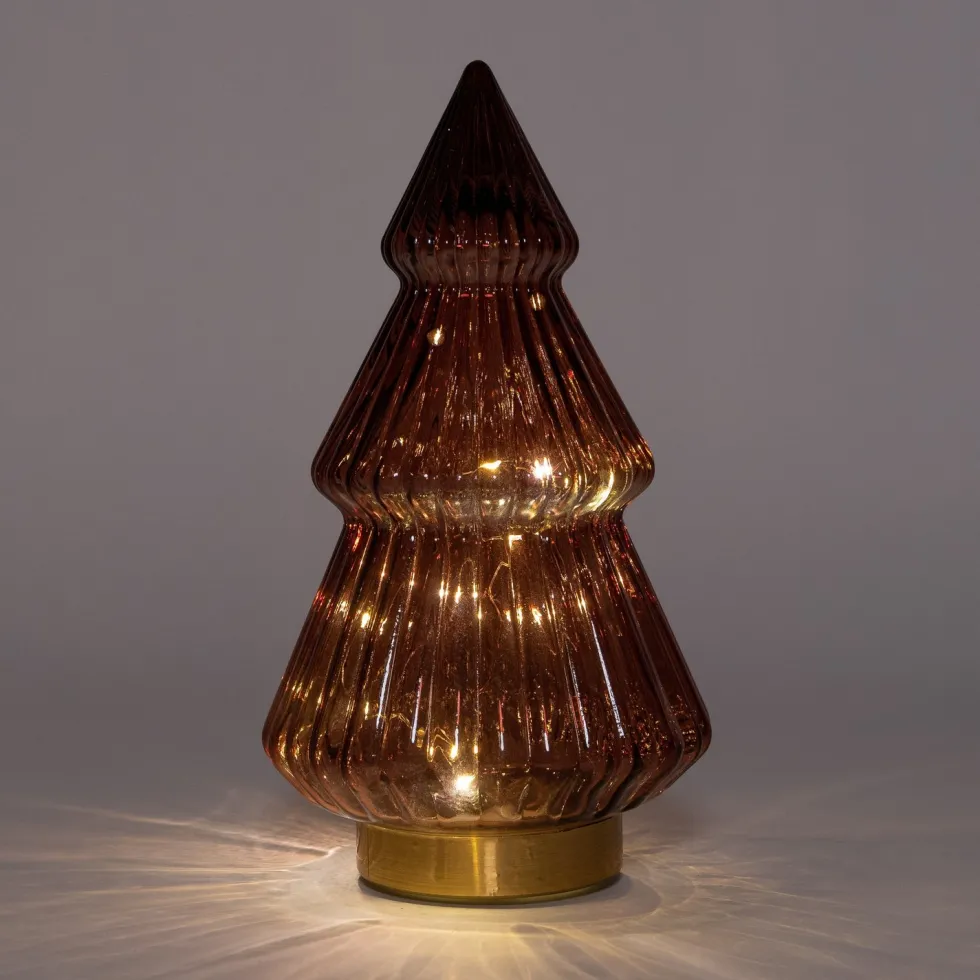 Anna's Collection decoratieboom Timbor rood met verlichting 15 x 15 x 28,5 cm