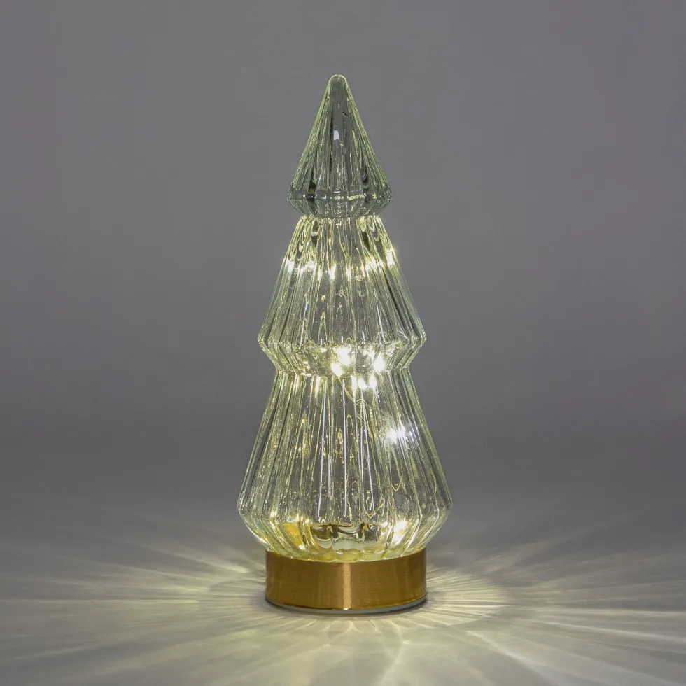 Anna's Collection decoratieboom Timbor transparant met verlichting 10 x 10 x 23,5 cm