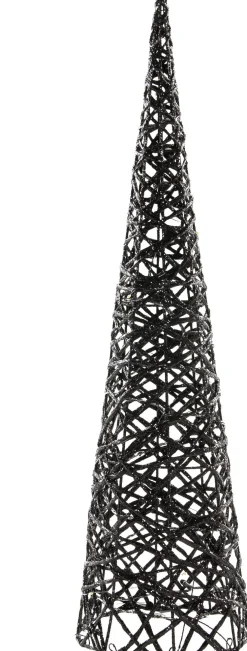 Anna's Collection decoratieboom zwart met verlichting D 16 H 60 cm