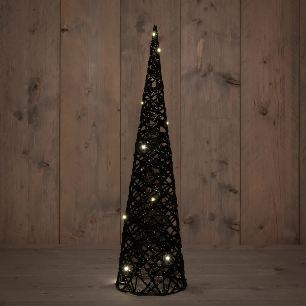 Anna's Collection decoratieboom zwart met verlichting D 16 H 60 cm