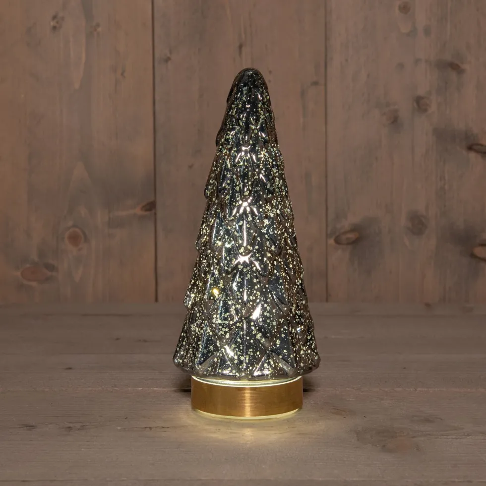 Anna's Collection decoratieboom Daron antraciet met verlichting D 10,5 H 24,5 cm