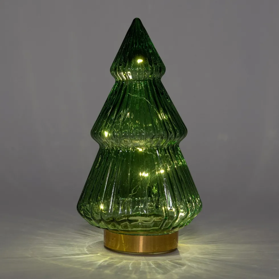 Anna's Collection decoratieboom Timbor groen met verlichting 15 x 15 x 28,5 cm