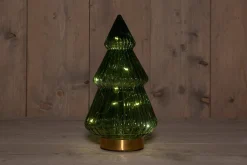 Anna's Collection decoratieboom Timbor groen met verlichting 15 x 15 x 28,5 cm