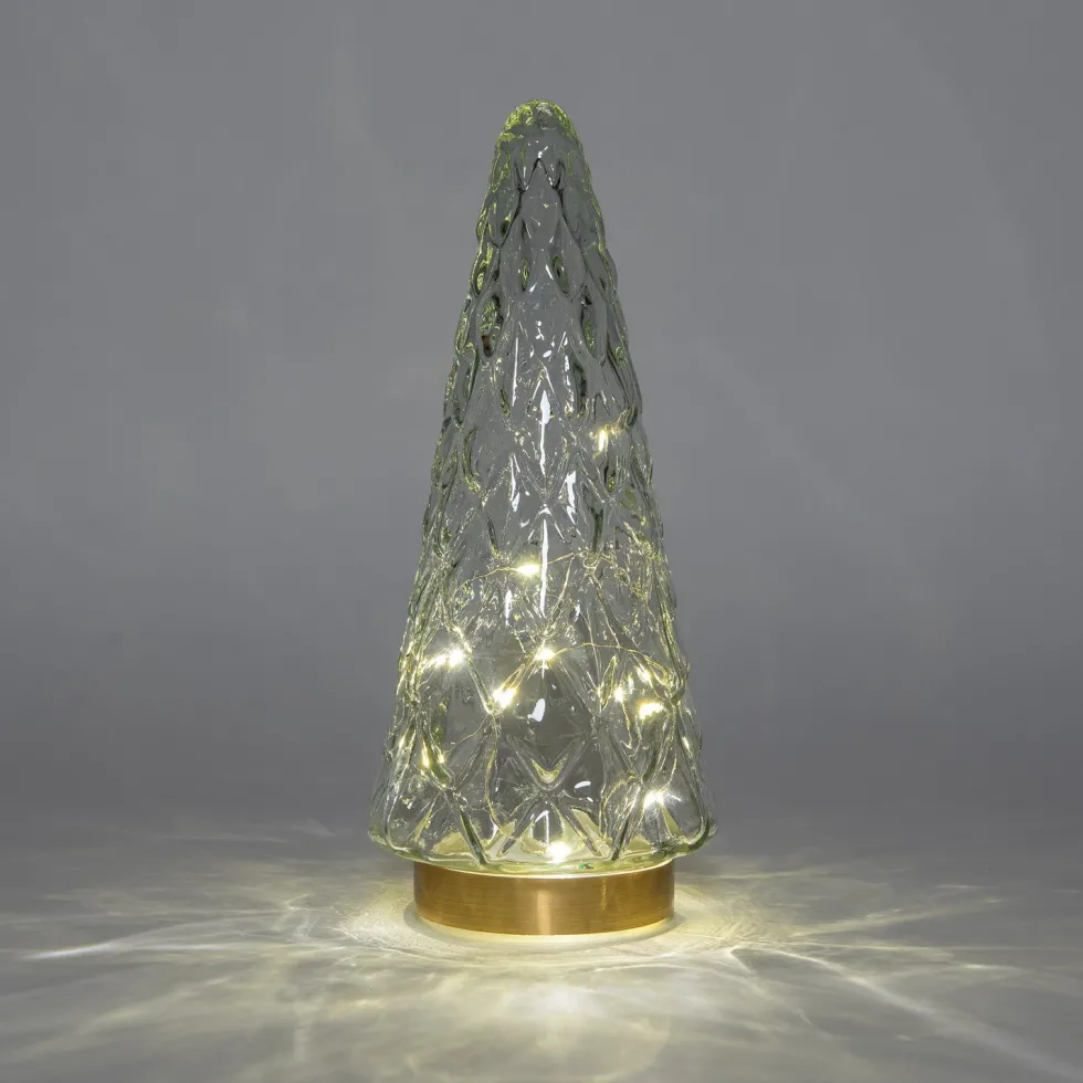 Anna's Collection decoratieboom Timbor transparant met verlichting 13 x 13 x 28,5 cm