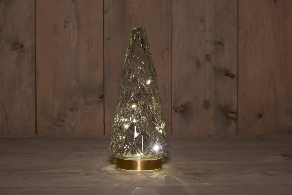 Anna's Collection decoratieboom Timbor transparant met verlichting 13 x 13 x 28,5 cm