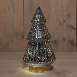 Anna's Collection decoratieboom Daron antraciet met verlichting D 15 H 28,5 cm