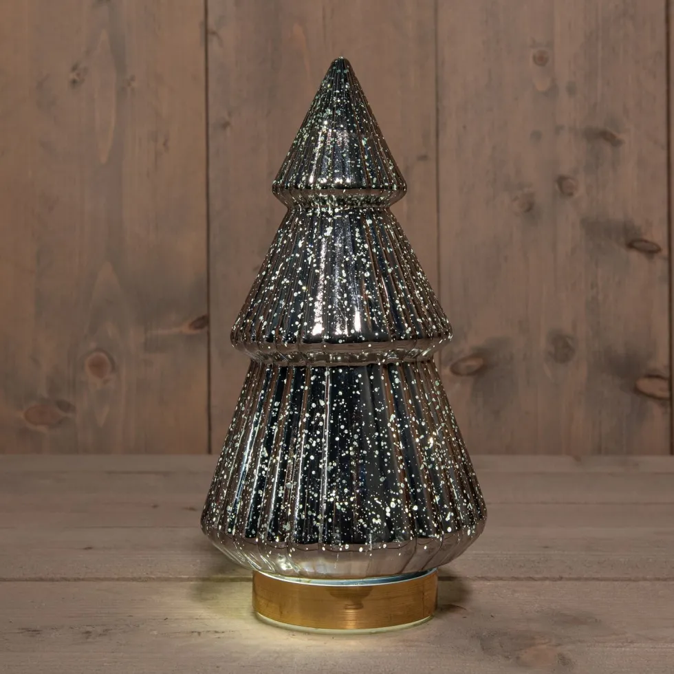 Anna's Collection decoratieboom Daron antraciet met verlichting D 15 H 28,5 cm
