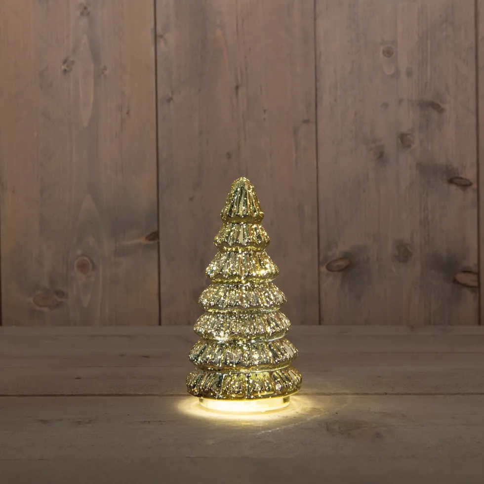 Anna's Collection decoratieboom Daron goud met verlichting D 9,5 H 18,5 cm