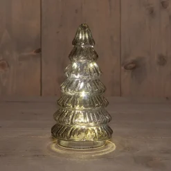 Anna's Collection decoratieboom Daron grijs met verlichting D 9,5 H 18,5 cm