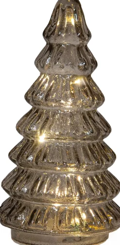 Anna's Collection decoratieboom Daron grijs met verlichting D 9,5 H 18,5 cm