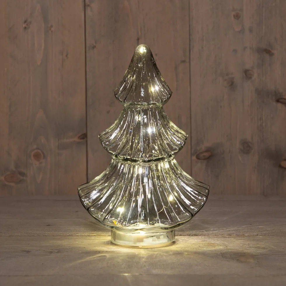 Anna's Collection decoratieboom grijs met verlichting 15,7 x 9,3 x 24 cm