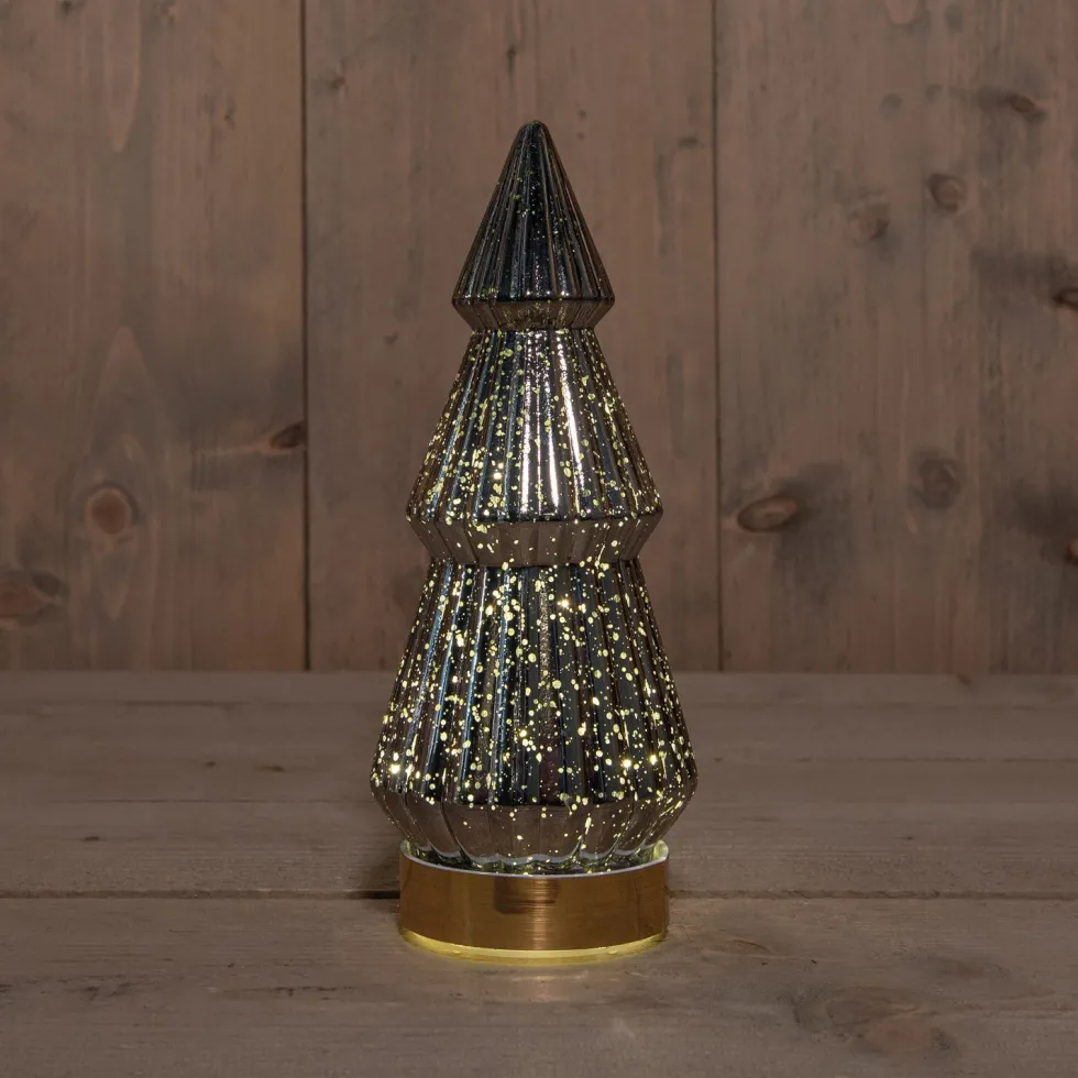 Anna's Collection decoratieboom Daron antraciet met verlichting D 9,8 H 23,5 cm
