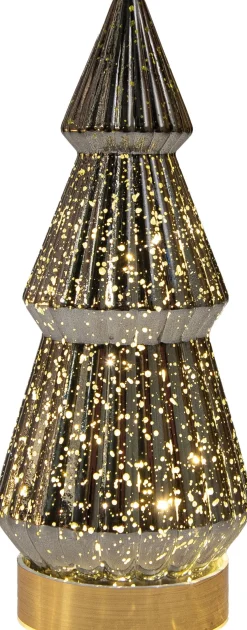 Anna's Collection decoratieboom Daron antraciet met verlichting D 9,8 H 23,5 cm