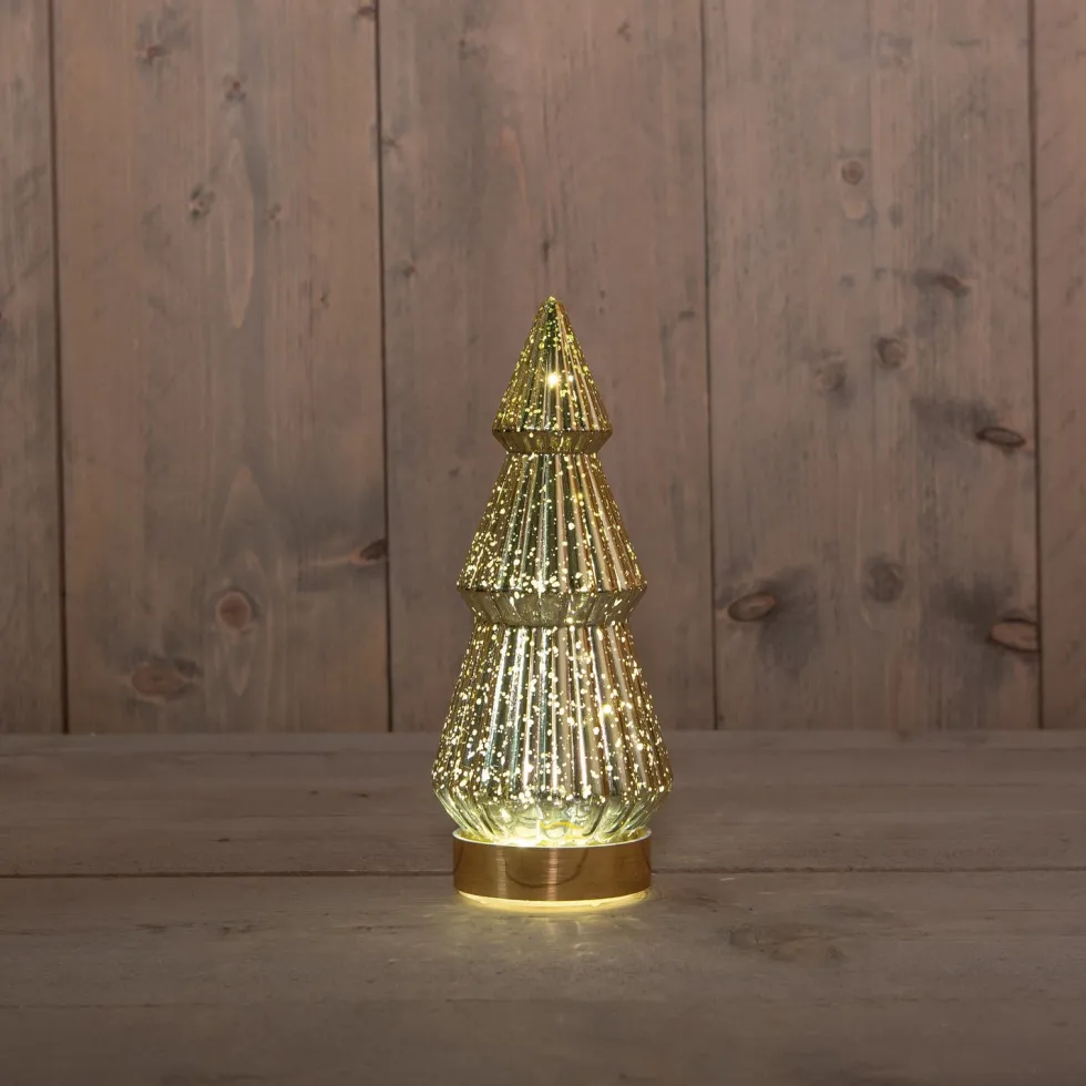 Anna's Collection decoratieboom Daron goud met verlichting D 9,8 H 23,5 cm