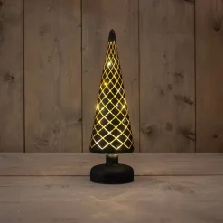 Anna's Collection decoratieboom Cosma zwart lijnen met verlichtingD 10 H 31,5 cm