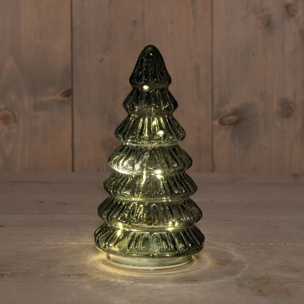Anna's Collection decoratieboom Daron groen met verlichting D 9,5 H 18,5 cm