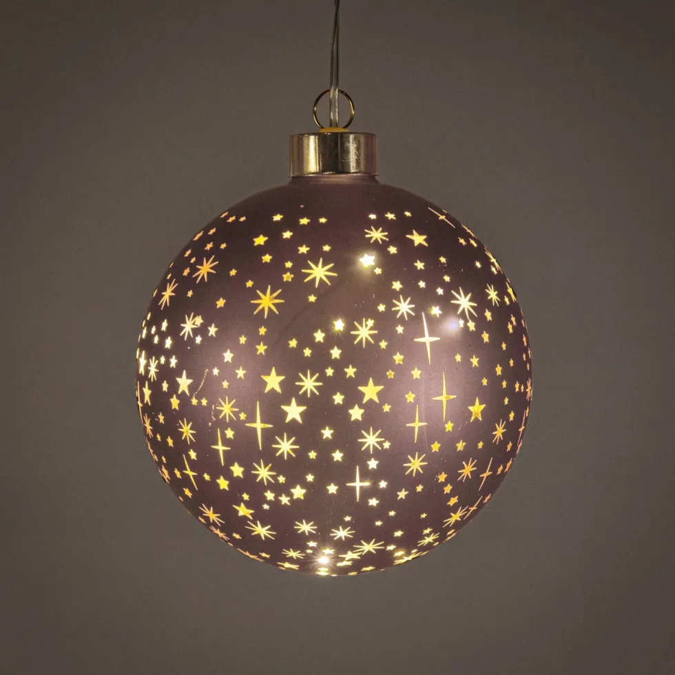 Anna's Collection kerstbal Kosmos brons met verlichting D 12 cm