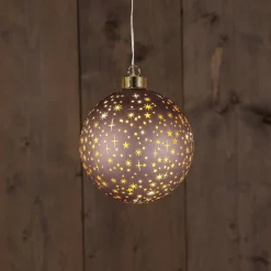 Anna's Collection kerstbal Kosmos brons met verlichting D 12 cm