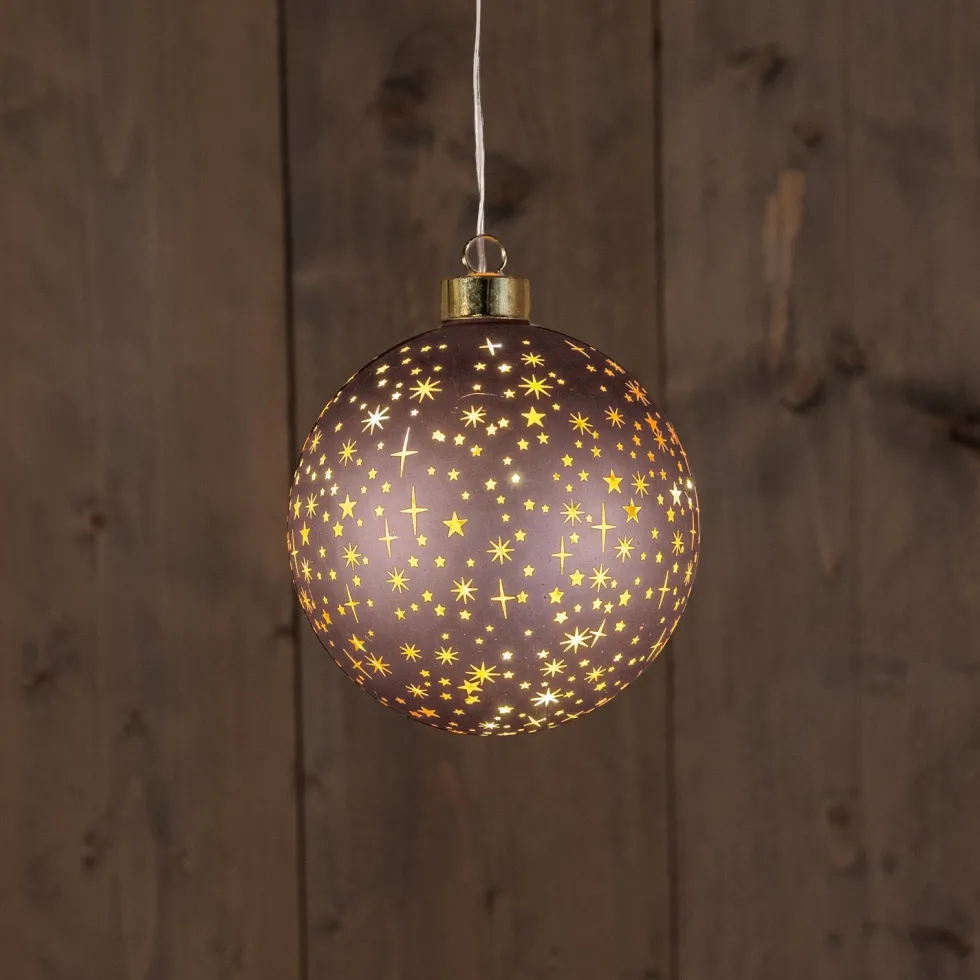 Anna's Collection kerstbal Kosmos brons met verlichting D 12 cm
